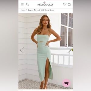 Hello Molly Light Green Cut-Out Midi Dress